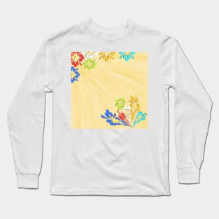 Cream floral pattern Long Sleeve T-Shirt